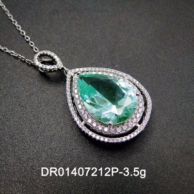 レディースジュエリー ペアカッティンググリーンスピネル ラウンドホワイトキュービックジルコニア スターリングシルバー925 ファインジュエリー