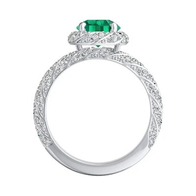 Halo Jewelry Round Cut Wedding Rings Lab Created Green Emerald Engagement Ring