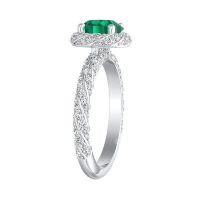 Halo Jewelry Round Cut Wedding Rings Lab Created Green Emerald Engagement Ring
