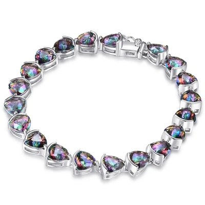 Wholesale 925 Sterling Silver Trillion Cut Mystic Topaz Tennnis Bracelet