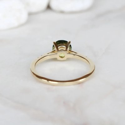 925 Sterling Silver 14K Gold Jewelry Tanzanite Ring Round Brilliant Cut Tanzanite Diamond Solitaire Ring