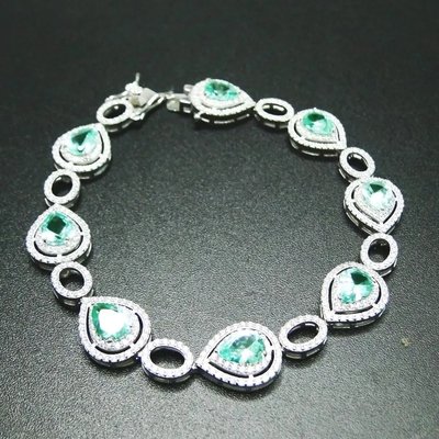 Corte de pera tanzanita pulsera de plata increíble calidad para las mujeres