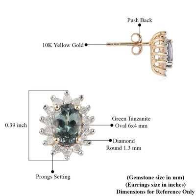 14K желтое золото ювелирные изделия CZ Halo овальной огранки премиум зеленый танзанит серьги студ женские классические серьги