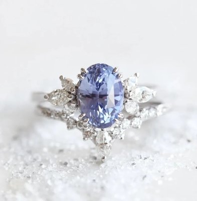 S925 Rose Gold Oval Lavender Sapphire Side Cz Anel de Promessa de Noivado Jóias Elegantes