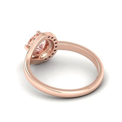 Желтое золото S925 с покрытием из натурального розового турмалина в форме груши Серьги Halo CZ