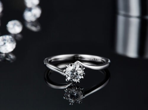 Lady 9k Runde 7.5mm Moissanite Offene Mode Grandeur Schmuck Silber Ring