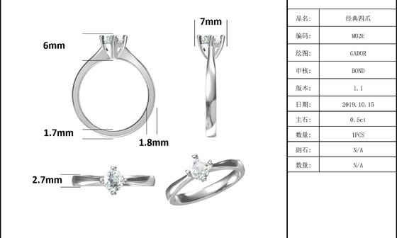 9K With Silver Mosaic Moissanite Jewelry Minimalist Lady Ring