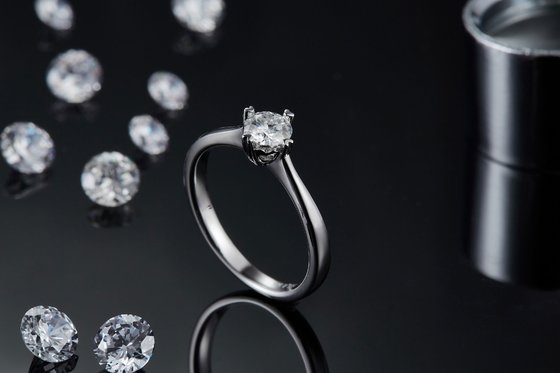 9K With Silver Mosaic Moissanite Jewelry Minimalist Lady Ring