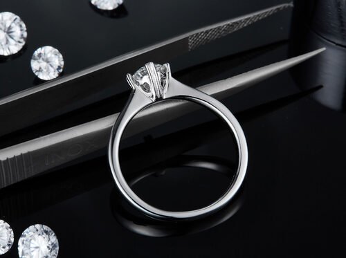 9K With Silver Mosaic Moissanite Jewelry Minimalist Lady Ring