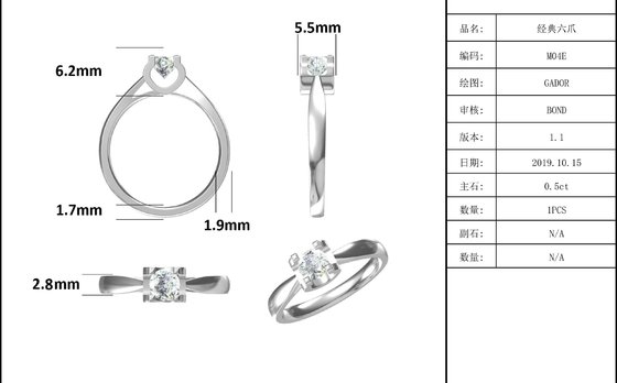 9K with Silver Ring Square White Moissanite Diamond Minimalist Wedding Jewelry