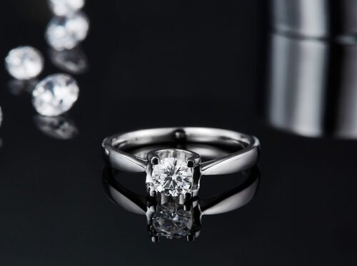 9K with Silver Ring Square White Moissanite Diamond Minimalist Wedding Jewelry