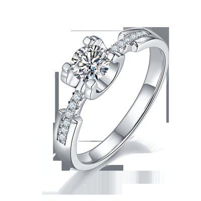 White Moissanite Diamond Minimalist Custom Sytle Wedding Ring For Women