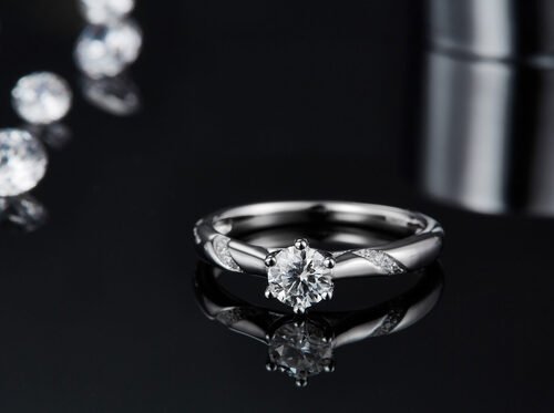 Großhandel Moissanit-Schmuck 925 Sterling Silber benutzerdefinierte Moissanit Ring Engagement