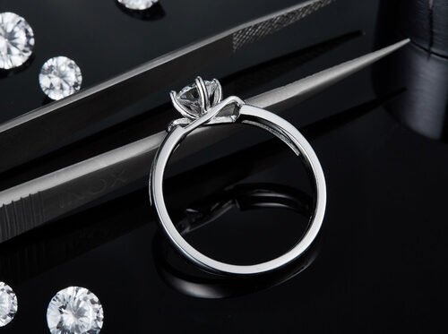 White Square  Moissanite  And  Sapphire Platineve Diamonds Jewelry Women Ring With Silver1.94CTW