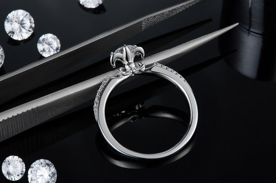 Flower Cut  Moissanite Engagement Ring Unique 14KN White Gold Ring Moissanite Engagement   Ring