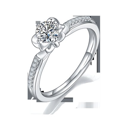 Flower Cut  Moissanite Engagement Ring Unique 14KN White Gold Ring Moissanite Engagement   Ring