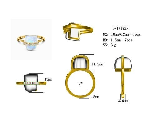 925 Sterling Silver Natural Raw Stone Moonstone Gemstone Jewelry Wedding Engagement Ring