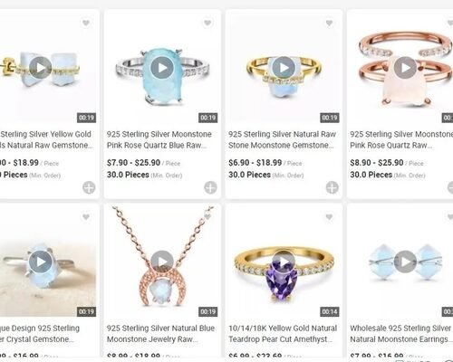 Joyería de moda Raw Moonstone Anillo de Plata de Ley 925 Irregular Tres Prongs Mujeres Joyería