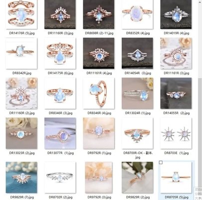 Joyería de moda Raw Moonstone Anillo de Plata de Ley 925 Irregular Tres Prongs Mujeres Joyería