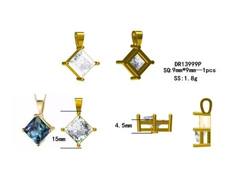 Lab Created Alexandrite Stone Pendant Fashion Women Necklace Gold Plated