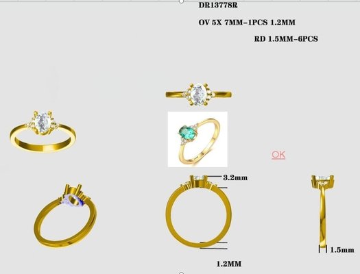 Delicate CZ Dainty Emerald Jewelry Ring Simple 925 Sterling Silver