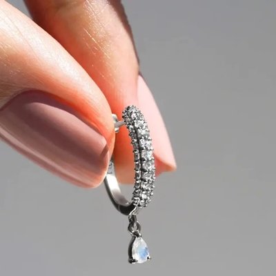 Rose Gold Plated 925 Sterling Silver Rainbow Moonstone Earrings Baguette Cut