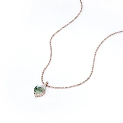 Rohes einfaches feines grünes Moos Achat Kristall Halskette 925 Silber komplette Hochzeit