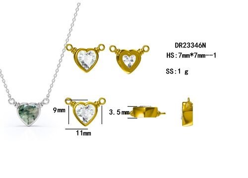 S925 Simple Natural Light Brilliant Elegant Green Moss Agate Necklace Heart Shaped