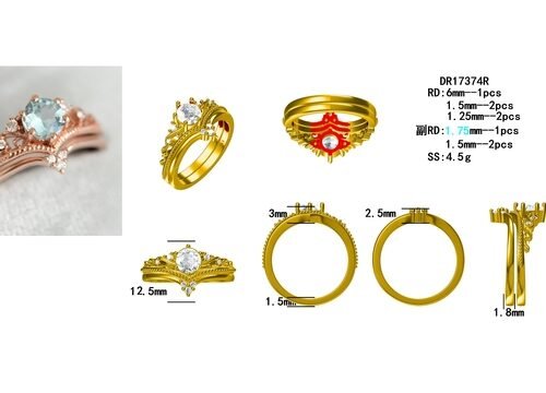 Delicate S925 Rose Gold Plated Natural Round Shape Aquamarine Ring Women Jewelry