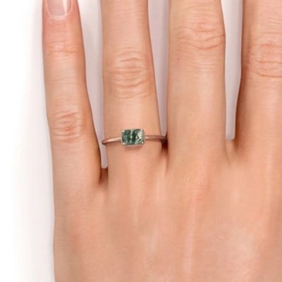 Vintage S925 Sterling Silver Rose Gold Plated Jewelry Green Moss Agate Raw Ring Fine Quality Factory Jewelry