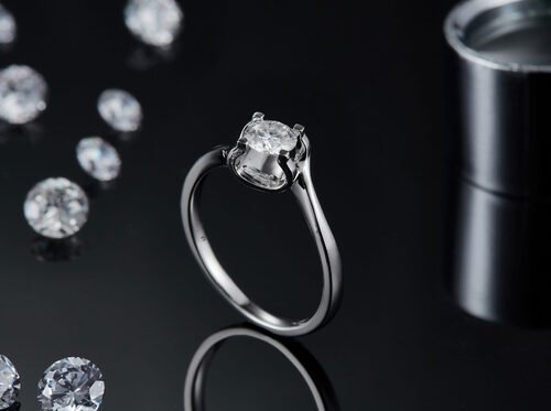 RD 4MM台形ホワイトモイッサナイト9KシルバーリングCZミニマリストウェディングジュエリー