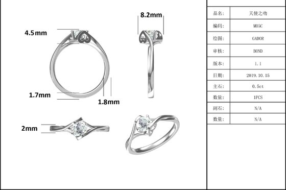 Anel de Moissanite Natural de 3 quilates para Mulheres Pedra Preciosa Promessa de Casamento