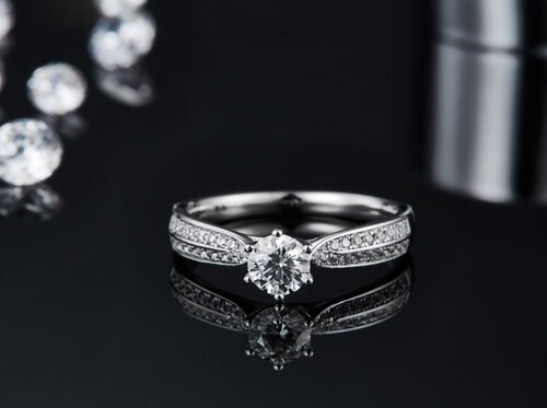 ミニマリストのデザイン9Kゴールドジュエリー、モアッサナイト925シルバーリングセット