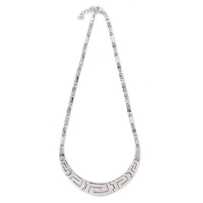 925  With Sterling Silver Greek  Unique Pattern  Designs Bule  Opal  Meander Round  Necklace