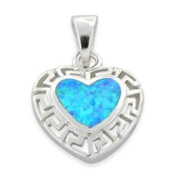 925  With Sterling Silver  Opal Greek  Pattern Lab Drop Pendant Fine Jewelry Online For Women