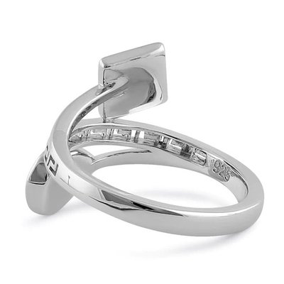 Sterling Sliver 925 Ancient Greek  Meander Key Modern Wave Design Blue Opal Ring For Women