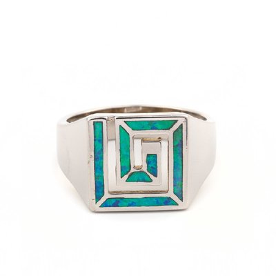 Ретро лада или греческий ключ дизайн квадратный опал кольцо для женщин