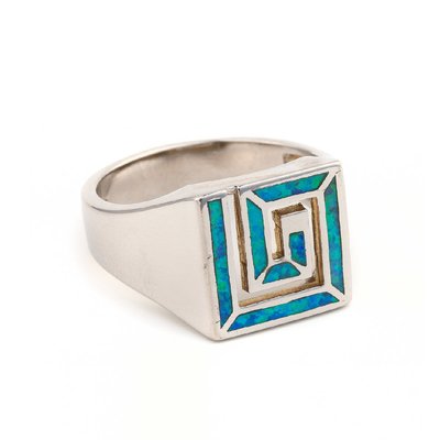 Натуральный винтажный греческий опал Ювелирные изделия с обручальным кольцом из стерлингового серебра 925 пробы