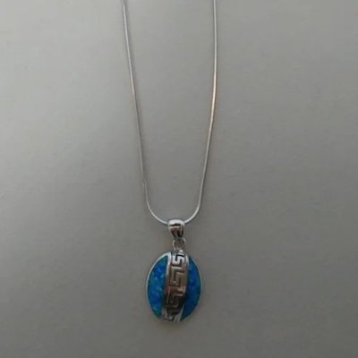 Key Design Meandros Opal Pendant Necklace With 925 Sterling Silver