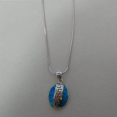 Key Design Meandros Opal Pendant Necklace With 925 Sterling Silver