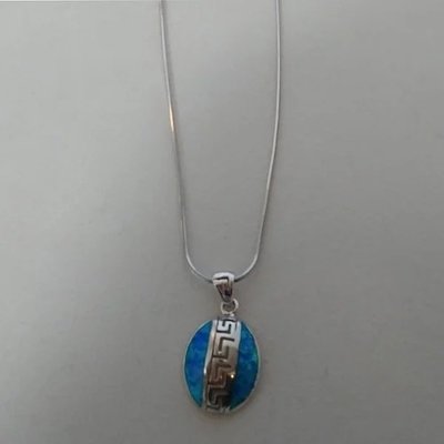 Key Design Meandros Opal Pendant Necklace With 925 Sterling Silver