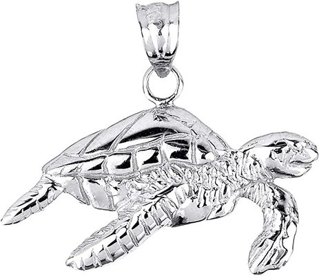 925 Sterling Silver Sea Turtle Charm Pendant For Women Girls