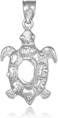 Boma Jewelry Sterling Silver Sea Turtle Animal Pendant Necklace, 18 Inches