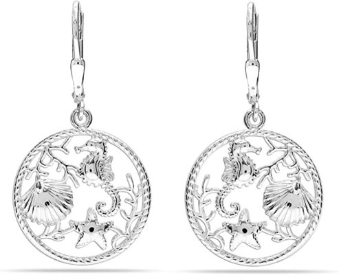 Fino 925 Sterling Silver Sting Ray Bead Charms Pendant Necklace