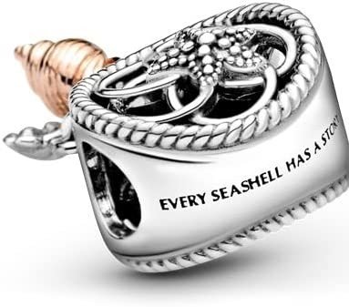 貝殻の透かし彫り ドリームキャッチャー・チャーム - ネックレス/ブレスレット用チャーム スターリングシルバー 14K ローズゴールドプレーテッド