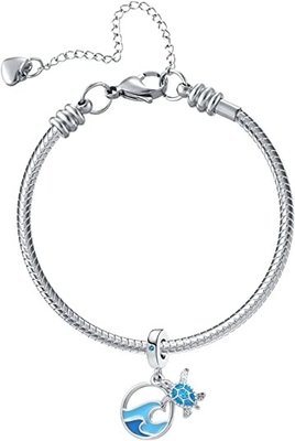 LuxglitterLinトロピカルオーシャンライフチャーム海亀ヒトデエナメルダングルビーズヨーロッパ用