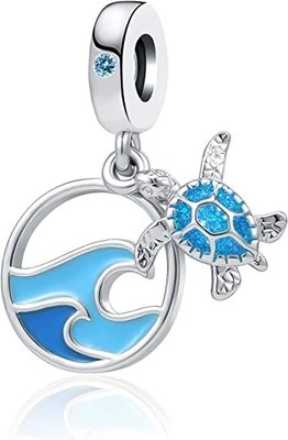 LuxglitterLinトロピカルオーシャンライフチャーム海亀ヒトデエナメルダングルビーズヨーロッパ用