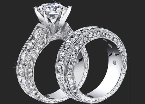 14K Round Diamond Engagement Wedding Rings GH VS1 GIA Certification