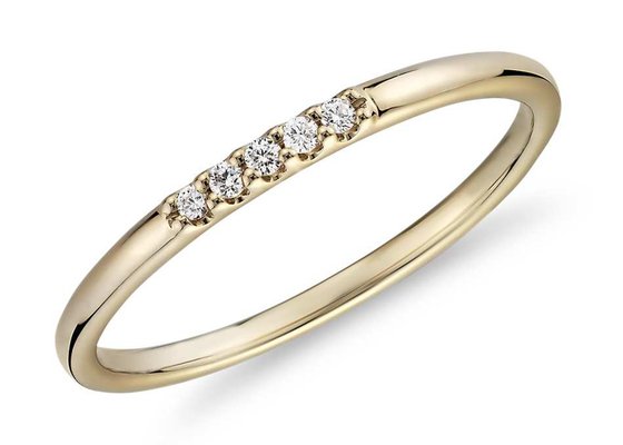 0.05ct 5pcs 9K Gold Ring 2MM with Natural Diamond for Engagement ODM
