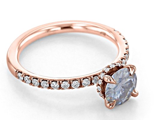 9K Gold Material Lab Grown Moissanite Ring Silver Grey Color 1ct 5pcs Dimension